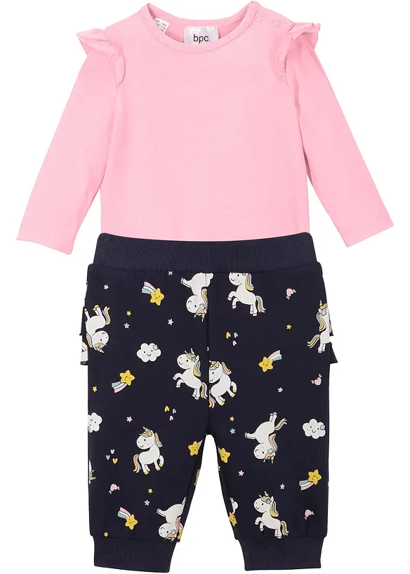 Body manches longues + pantalon sweat bébé (Ens. 2 pces.) coton, bonprix