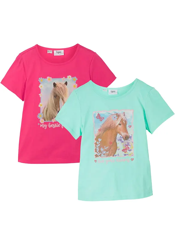 Lot de 2 T-shirts 100% coton, bonprix