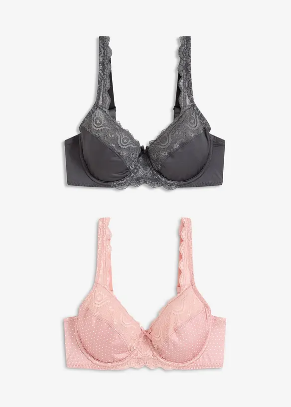 Lot de 2 soutiens-gorge &agrave; armatures et dentelle, bonprix