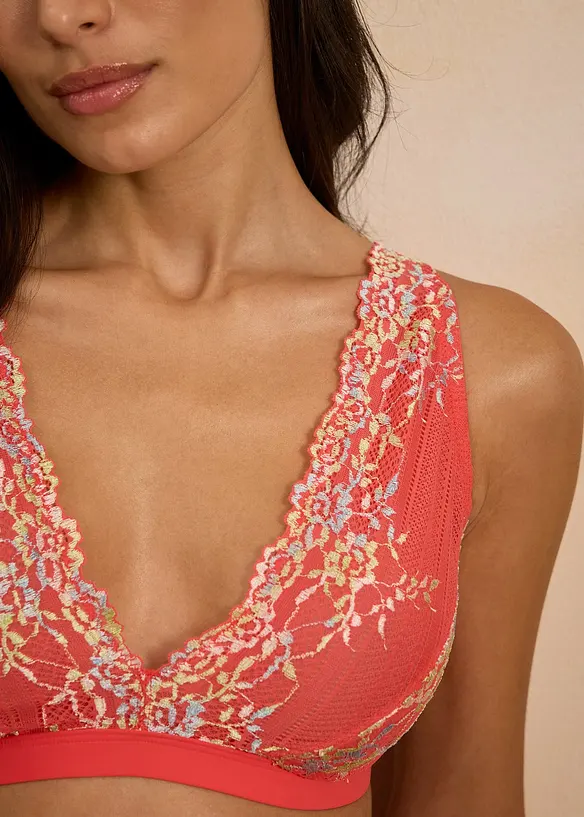 Soutien-gorge bralette sans armatures avec une dentelle multicolore, bonprix