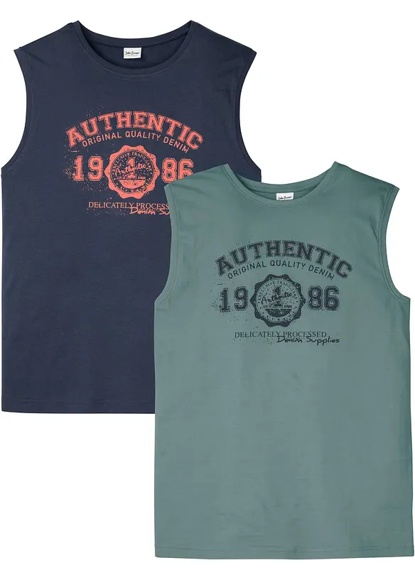 Lot de 2 débardeurs en coton agréable, bonprix