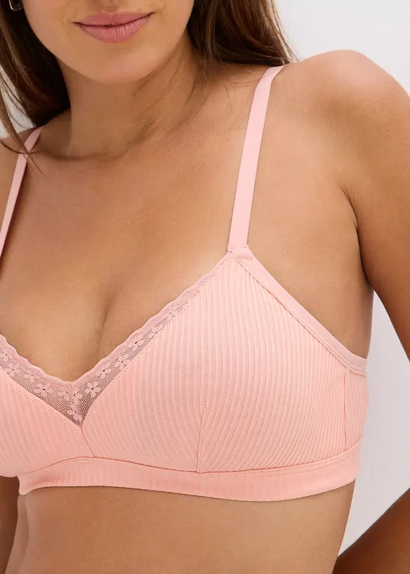 Lot de 2 soutiens-gorge bralette coton rembourrés sans armatures, bonprix