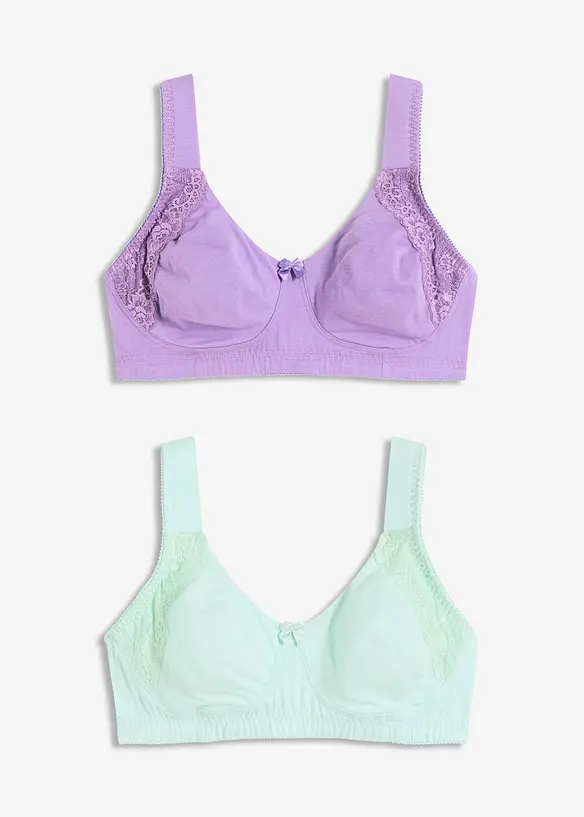 Lot de 2 soutiens-gorge moulés coton, sans armatures, bonprix