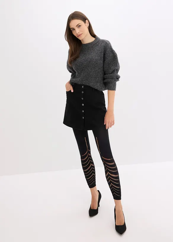 Legging avec bordures confort et broderie anglaise 80den, bonprix