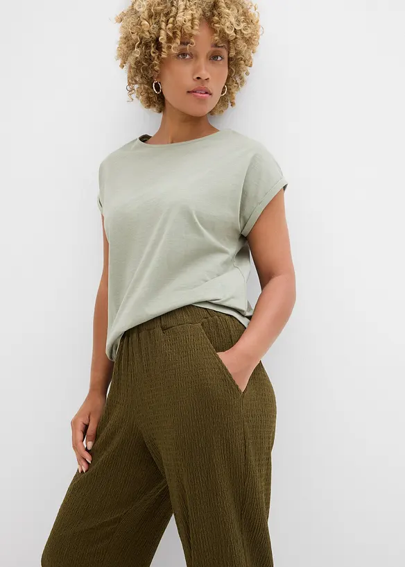 Pantalon en jersey texturé, bonprix