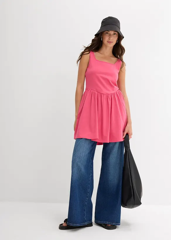 Top long en coton extensible, bonprix