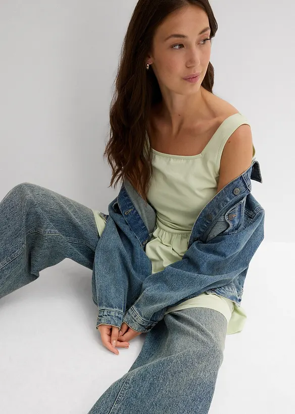 Top long en coton extensible, bonprix