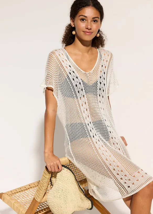 Robe de plage en viscose aspect crochet, bonprix