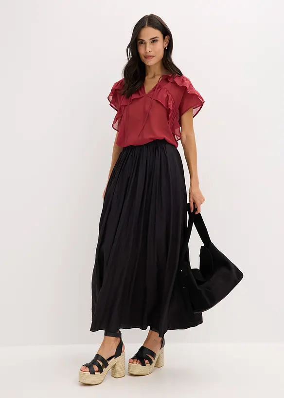 Jupe longue en matière froissée, bonprix