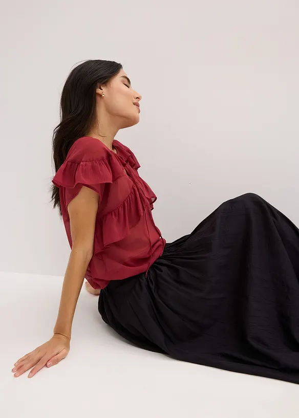 Jupe longue en matière froissée, bonprix