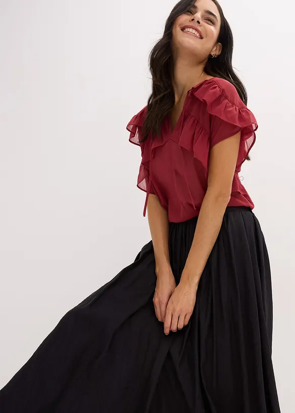 Jupe longue en matière froissée, bonprix