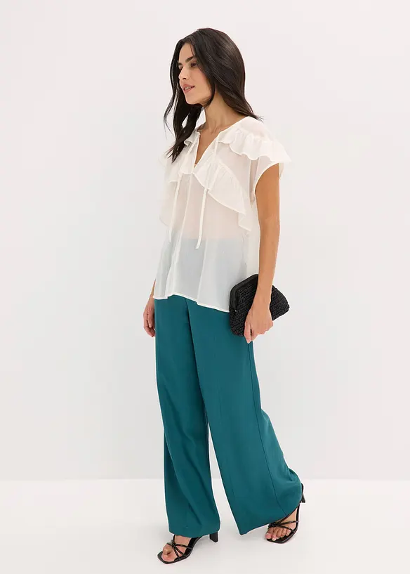 Blouse en crêpe à volants, bonprix