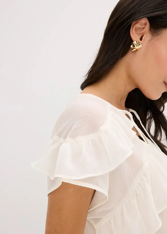 Blouse en crêpe à volants, bonprix