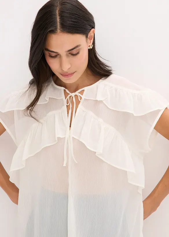 Blouse en crêpe à volants, bonprix