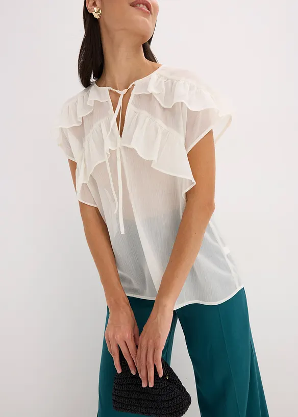 Blouse en crêpe à volants, bonprix