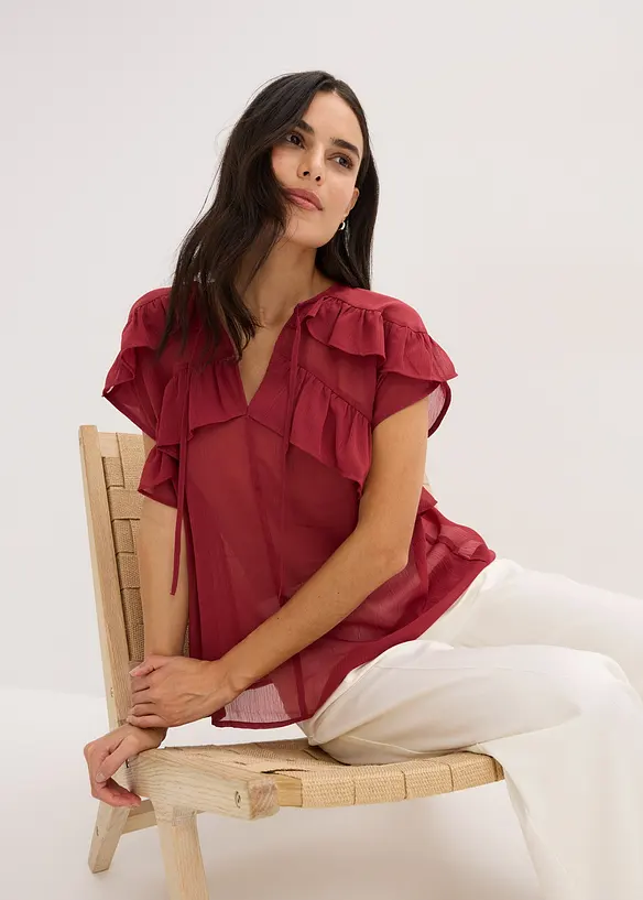 Blouse en crêpe à volants, bonprix