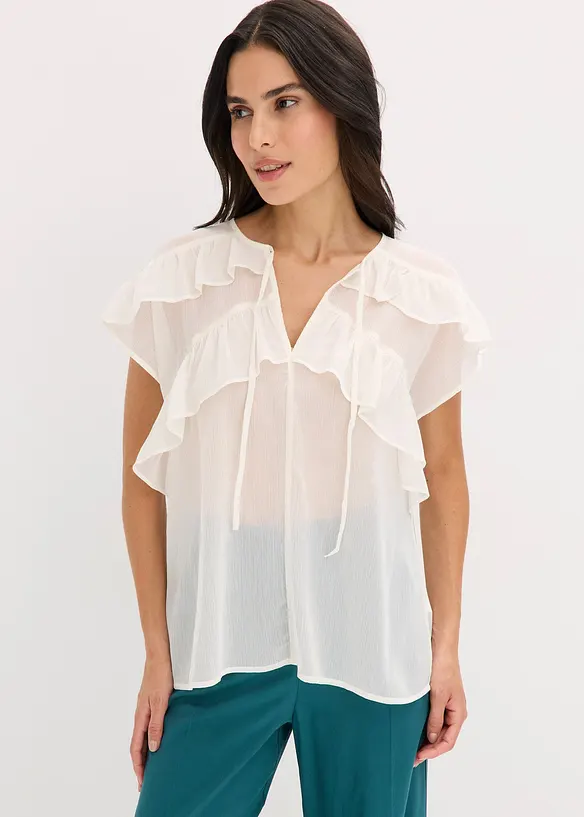Blouse en crêpe à volants, bonprix