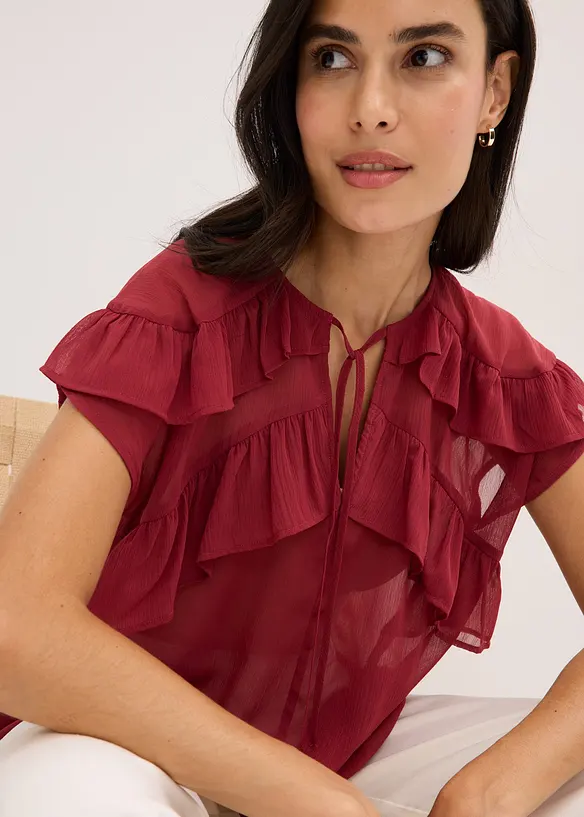 Blouse en crêpe à volants, bonprix