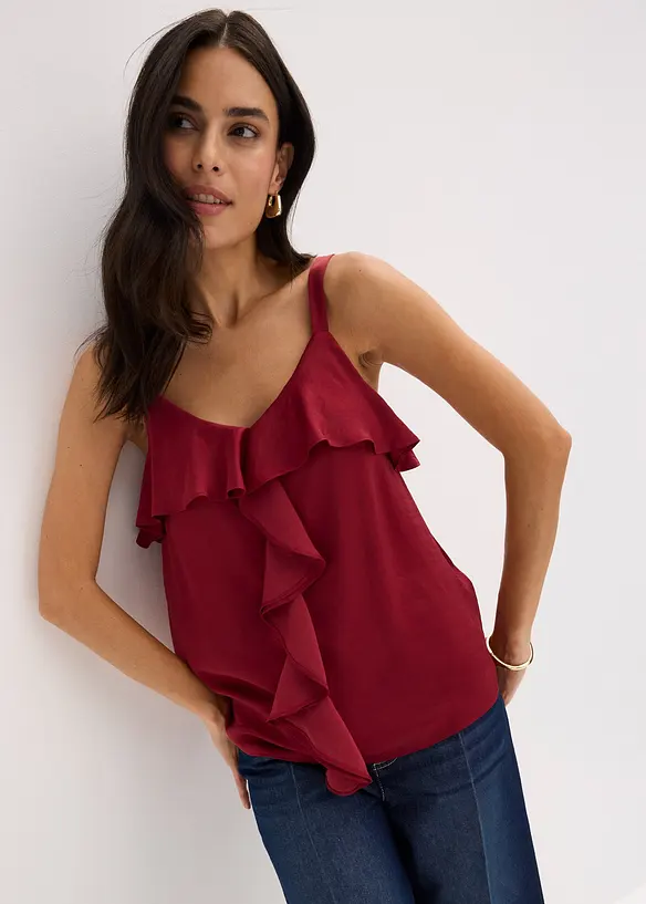 Top à bretelles fines en satin brillant, bonprix