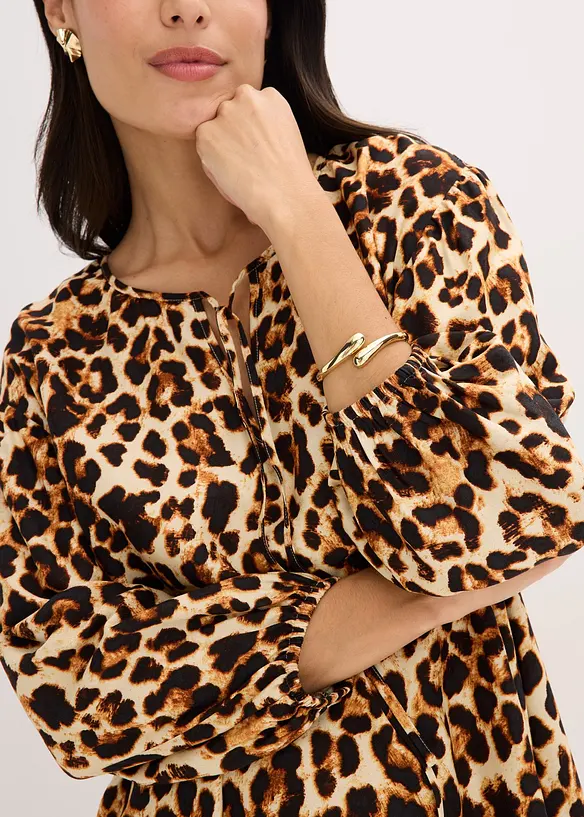 Robe-tunique imprimée en crêpe texturé, bonprix