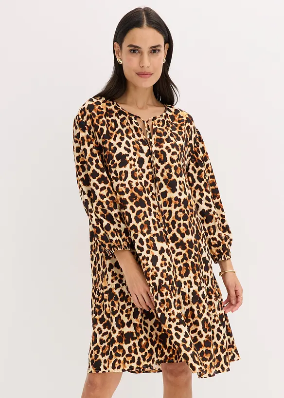 Robe-tunique imprimée en crêpe texturé, bonprix