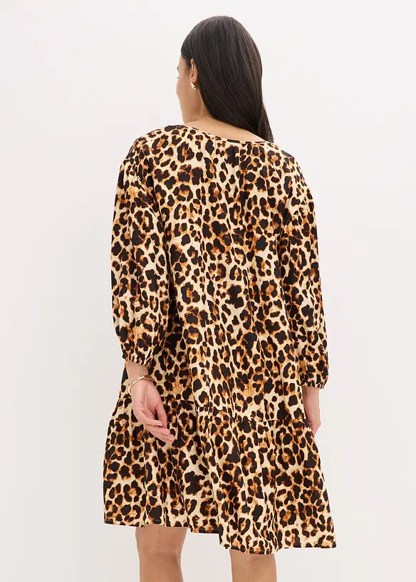 Robe-tunique imprimée en crêpe texturé, bonprix