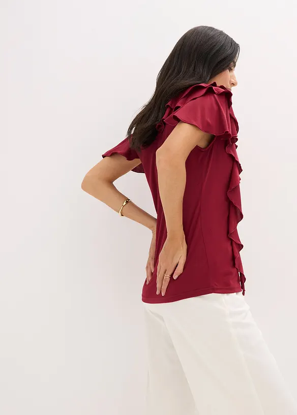 T-shirt avec volants en modal mélangé, bonprix