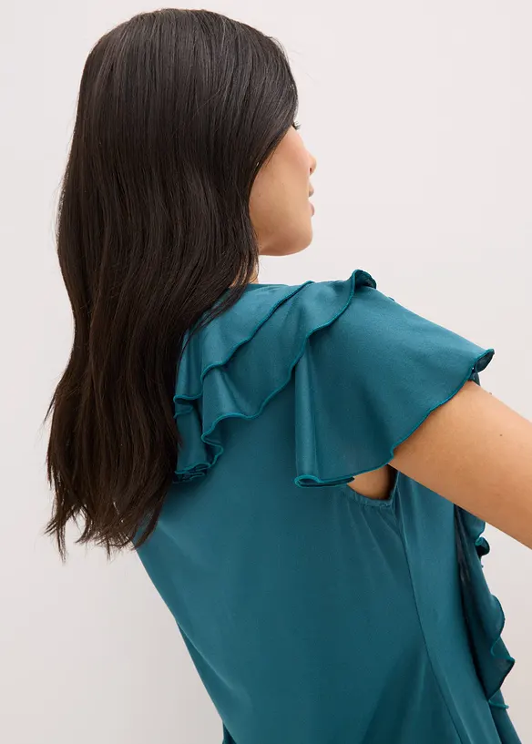 T-shirt avec volants en modal m&eacute;lang&eacute;, bonprix