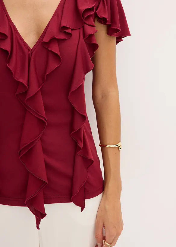 T-shirt avec volants en modal mélangé, bonprix