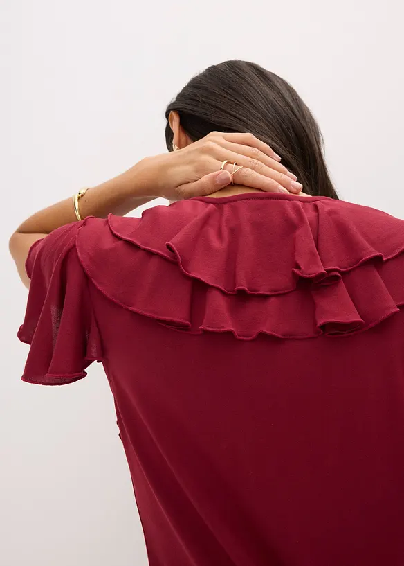 T-shirt avec volants en modal mélangé, bonprix