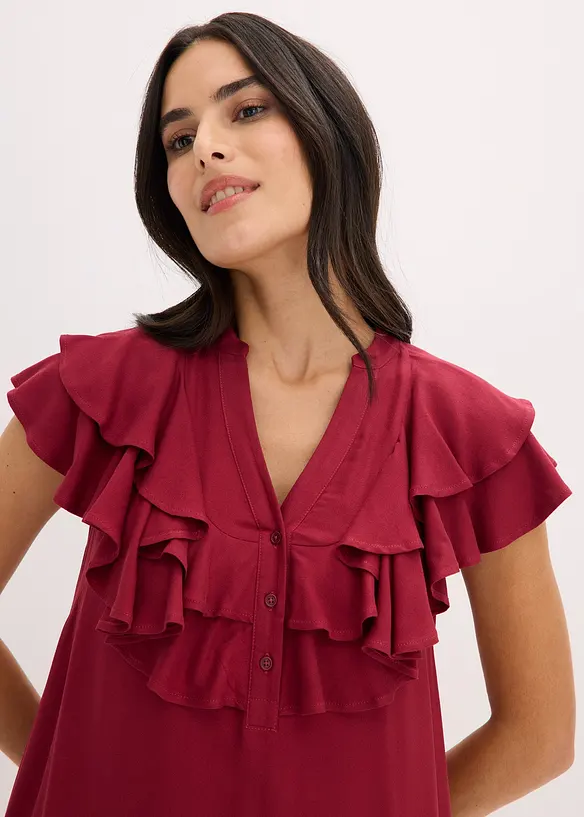 Robe midi avec volants en crêpe texturé, bonprix