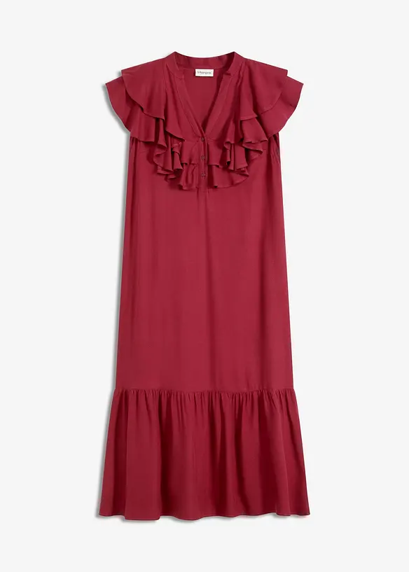 Robe midi avec volants en crêpe texturé, bonprix