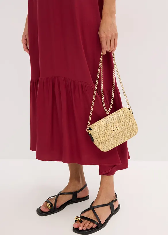 Robe midi avec volants en crêpe texturé, bonprix