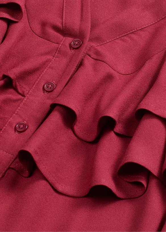 Robe midi avec volants en crêpe texturé, bonprix