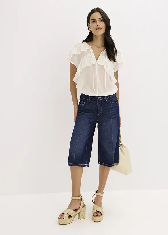 Bermuda en jean taille mi-haute, peu extensible, bonprix