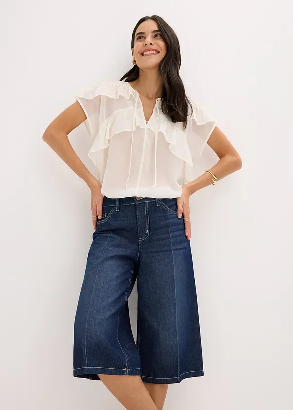 Bermuda en jean taille mi-haute, peu extensible, bonprix