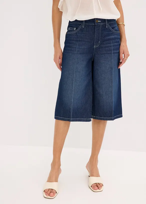 Bermuda en jean taille mi-haute, peu extensible, bonprix