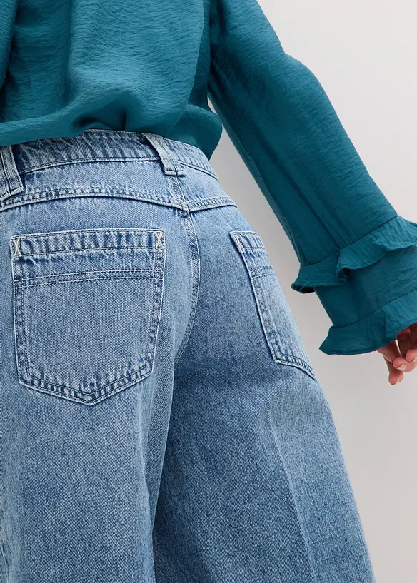 Bermuda en jean taille mi-haute, peu extensible, bonprix