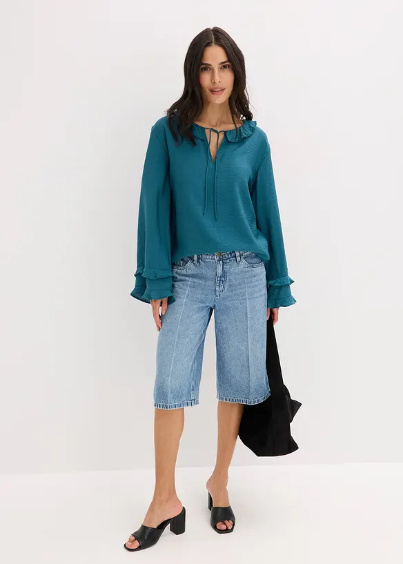 Bermuda en jean taille mi-haute, peu extensible, bonprix