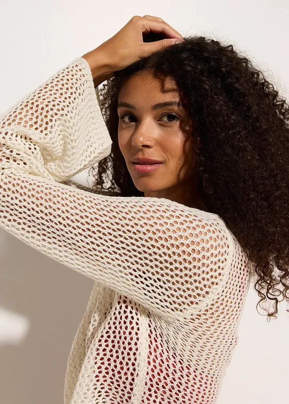 Gilet de plage transparent, aspect crochet, bonprix