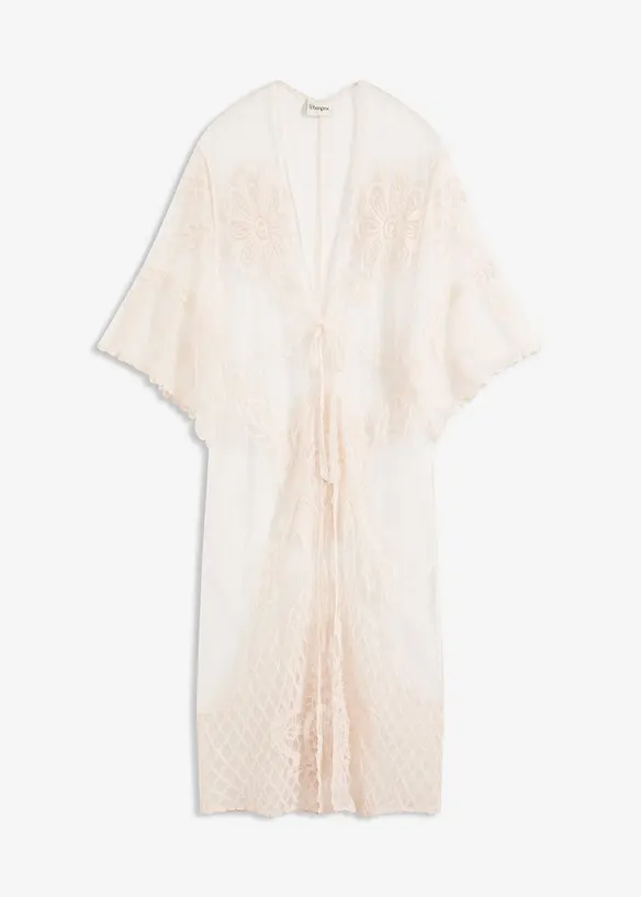 Kimono de plage transparent avec dentelle, bonprix