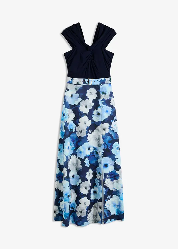 Robe à col Bardot, drapée et ceinturée, bonprix