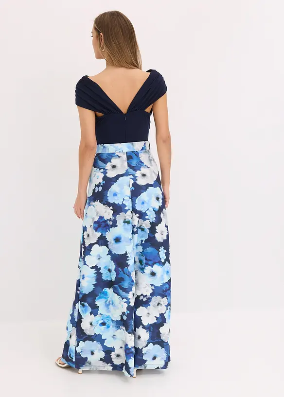 Robe à col Bardot, drapée et ceinturée, bonprix