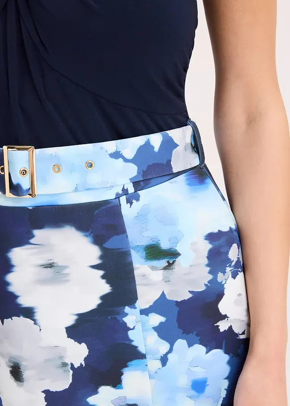 Robe à col Bardot, drapée et ceinturée, bonprix