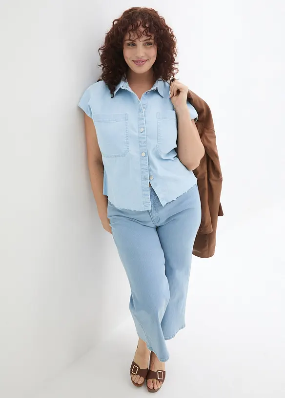 Chemisier en jean court et boxy, bonprix