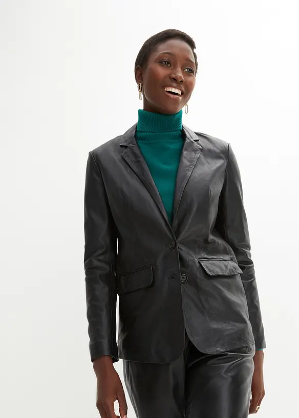 Blazer en cuir d’agneau nappa, bonprix