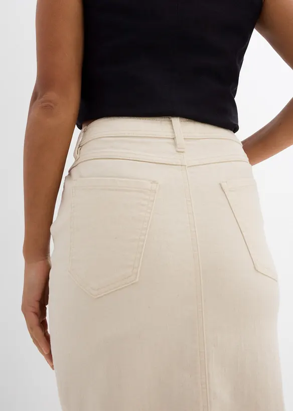 Jupe en jean fendue devant, bonprix