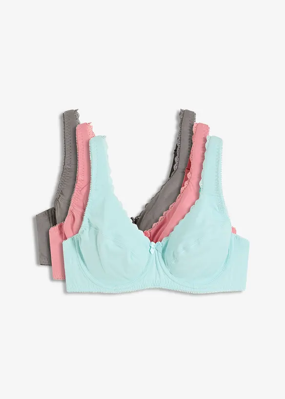 Lot de 3 soutiens-gorge coton à armatures, bonprix