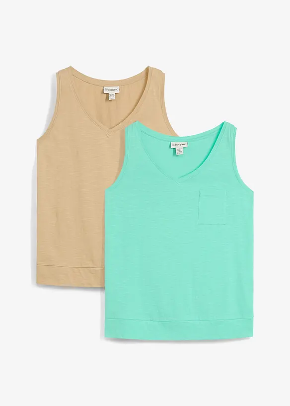 Lot de 2 débardeurs 100% coton, bonprix