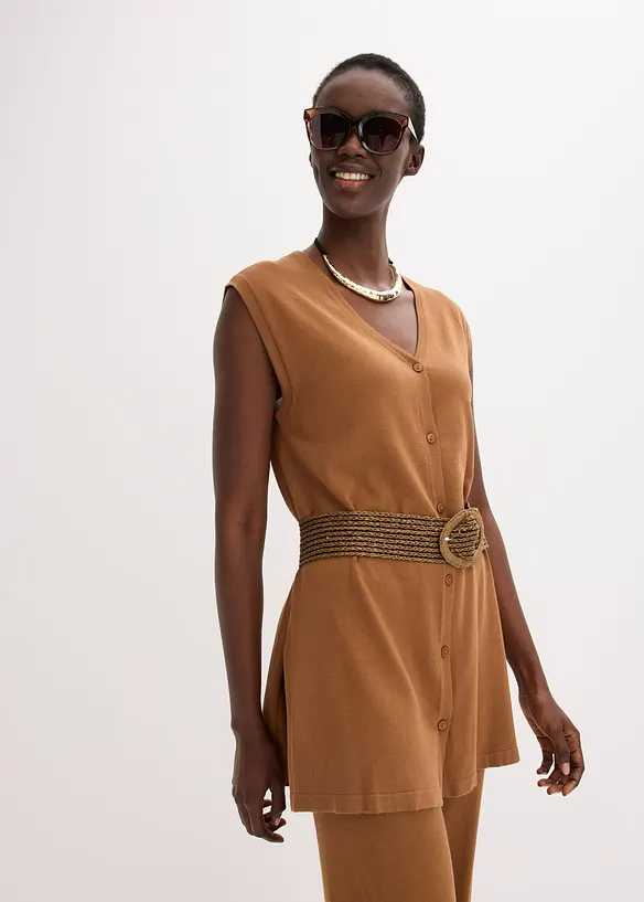 Gilet long en fine maille, bonprix